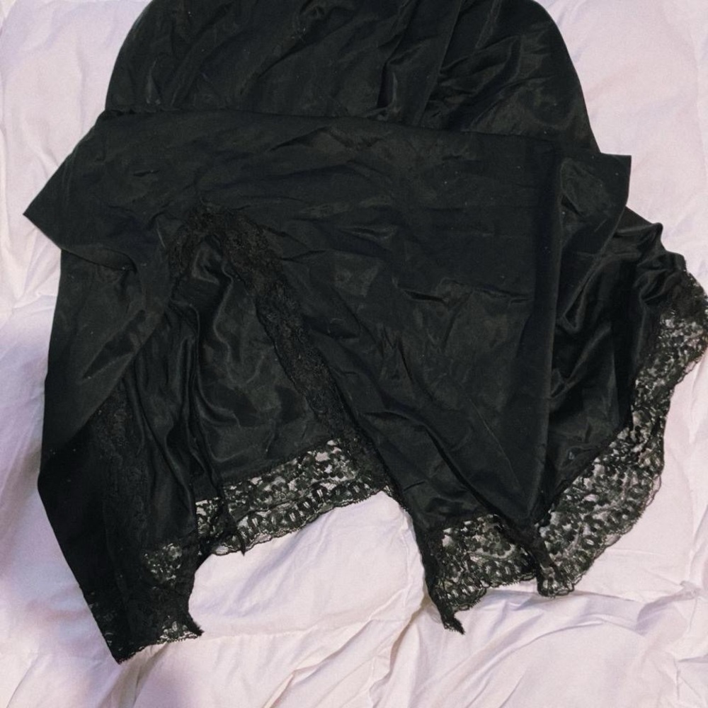 SOLD vassarette black silk lace skirt